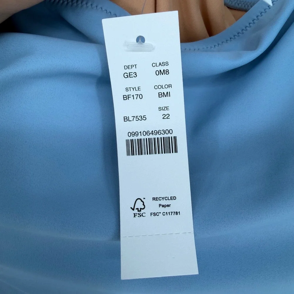 J. CREW RUCHED ONE-SHOULDER ONE-PIECE SWIMSUIT NWT 22 BLUE MIST SUMMER SWIM